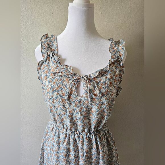 NWT Cupcakes & Cashmere Ivory Ferrara Mini Sleeveless Dress Floral Ruffle Medium - Picture 3 of 8